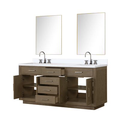 Abbey 72 in W x 22 in D Grey Oak Double Bath Vanity