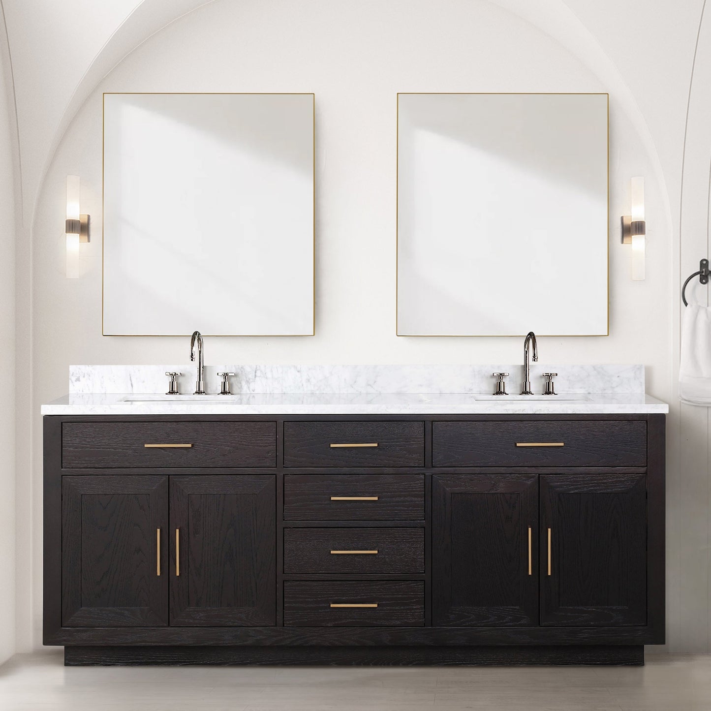 Abbey 80 in W x 22 in D Black Oak Double Bath Vanity
