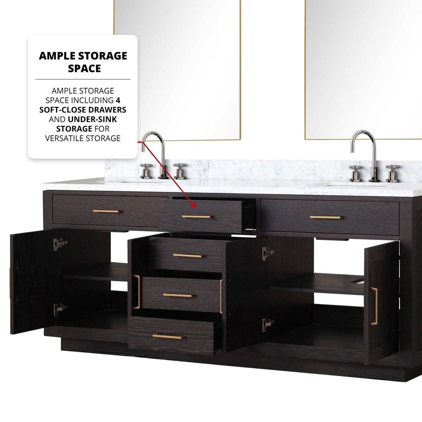 Abbey 80 in W x 22 in D Black Oak Double Bath Vanity