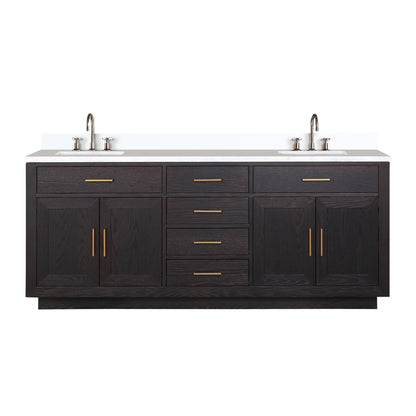 Abbey 80 in W x 22 in D Black Oak Double Bath Vanity