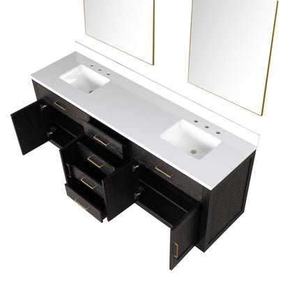 Abbey 80 in W x 22 in D Black Oak Double Bath Vanity