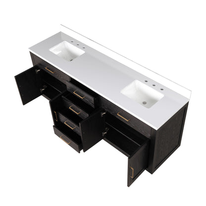 Abbey 80 in W x 22 in D Black Oak Double Bath Vanity
