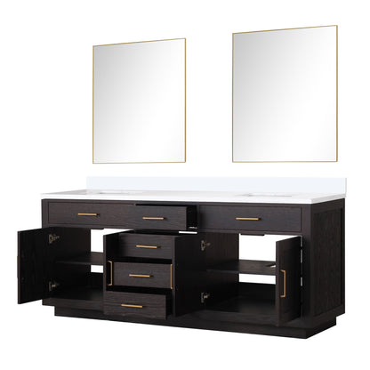 Abbey 80 in W x 22 in D Black Oak Double Bath Vanity