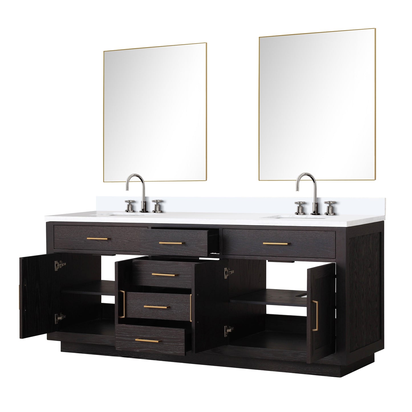 Abbey 80 in W x 22 in D Black Oak Double Bath Vanity