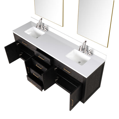 Abbey 80 in W x 22 in D Black Oak Double Bath Vanity