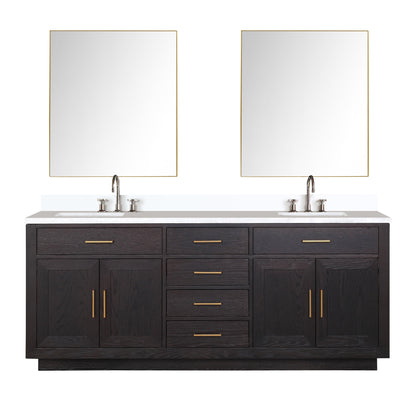 Abbey 80 in W x 22 in D Black Oak Double Bath Vanity