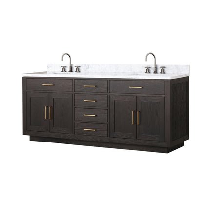 Abbey 80 in W x 22 in D Brown Oak Double Bath Vanity