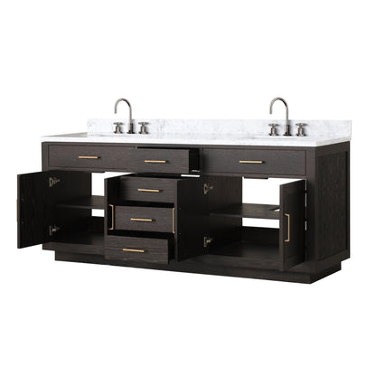 Abbey 80 in W x 22 in D Brown Oak Double Bath Vanity