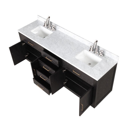 Abbey 80 in W x 22 in D Brown Oak Double Bath Vanity