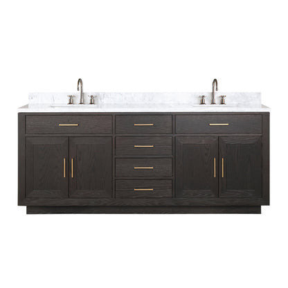 Abbey 80 in W x 22 in D Brown Oak Double Bath Vanity