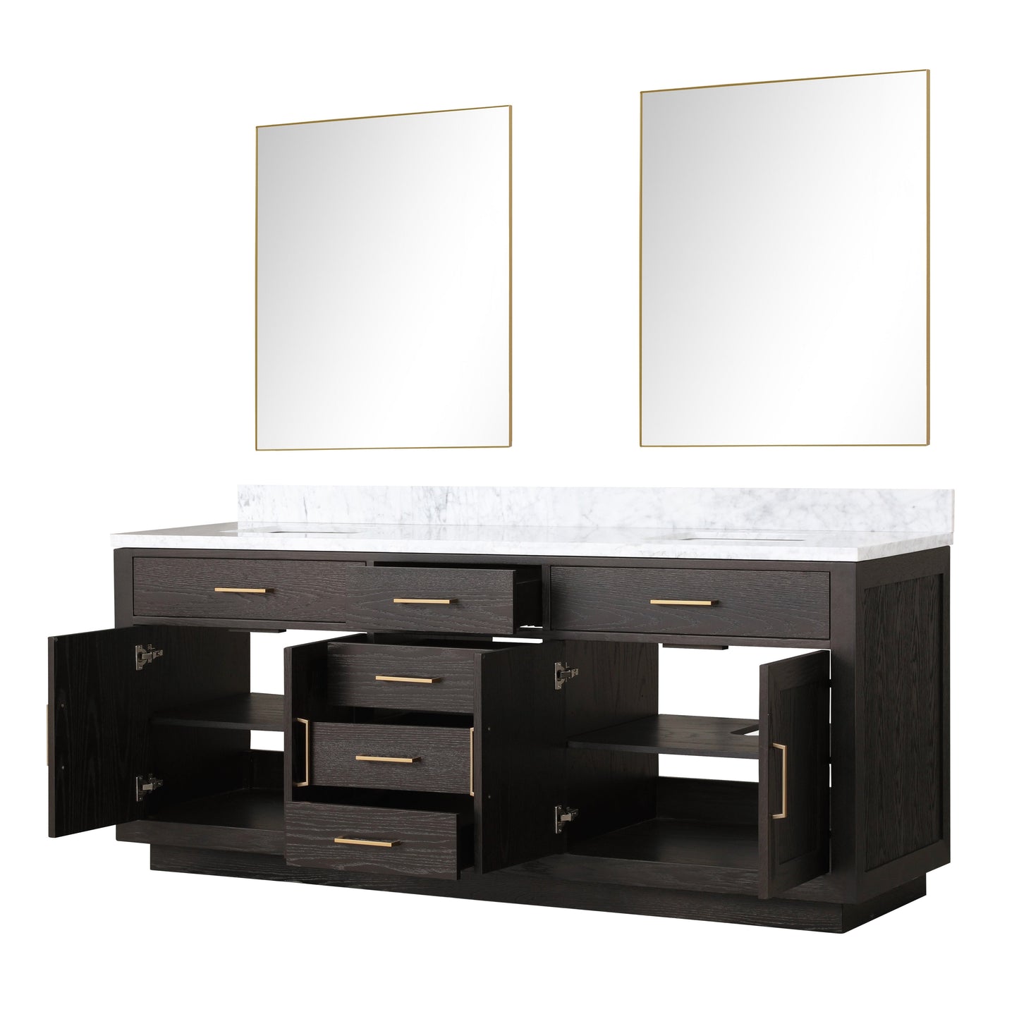 Abbey 80 in W x 22 in D Brown Oak Double Bath Vanity