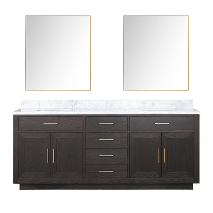 Abbey 80 in W x 22 in D Brown Oak Double Bath Vanity