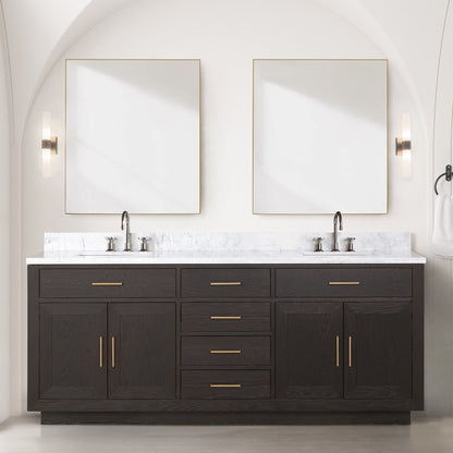 Abbey 80 in W x 22 in D Brown Oak Double Bath Vanity