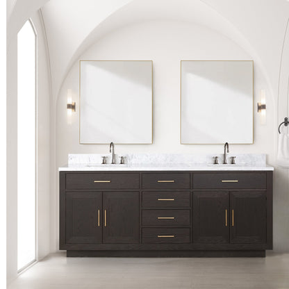 Abbey 80 in W x 22 in D Brown Oak Double Bath Vanity