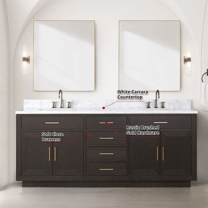 Abbey 80 in W x 22 in D Brown Oak Double Bath Vanity