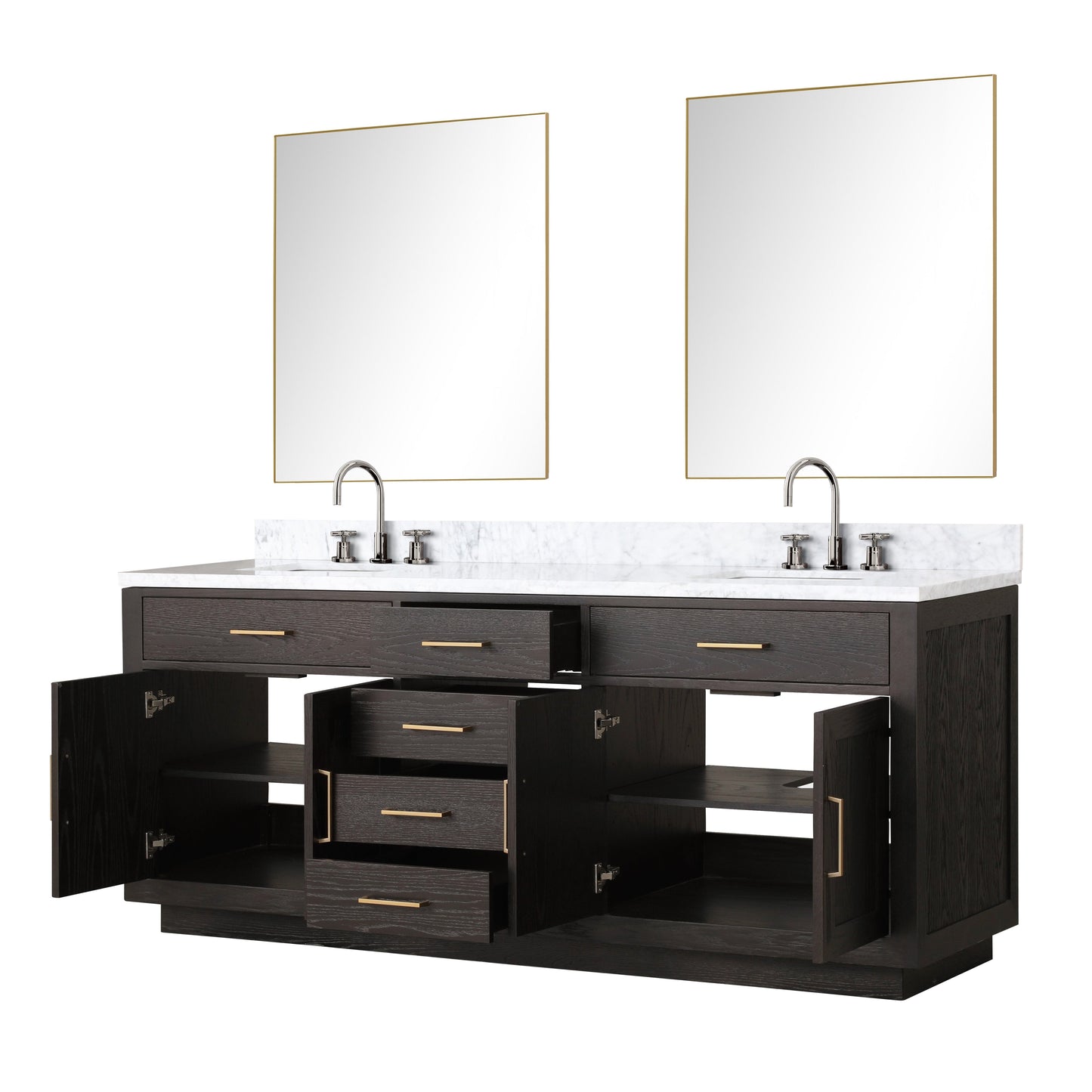 Abbey 80 in W x 22 in D Brown Oak Double Bath Vanity