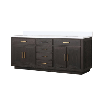 Abbey 80 in W x 22 in D Brown Oak Double Bath Vanity