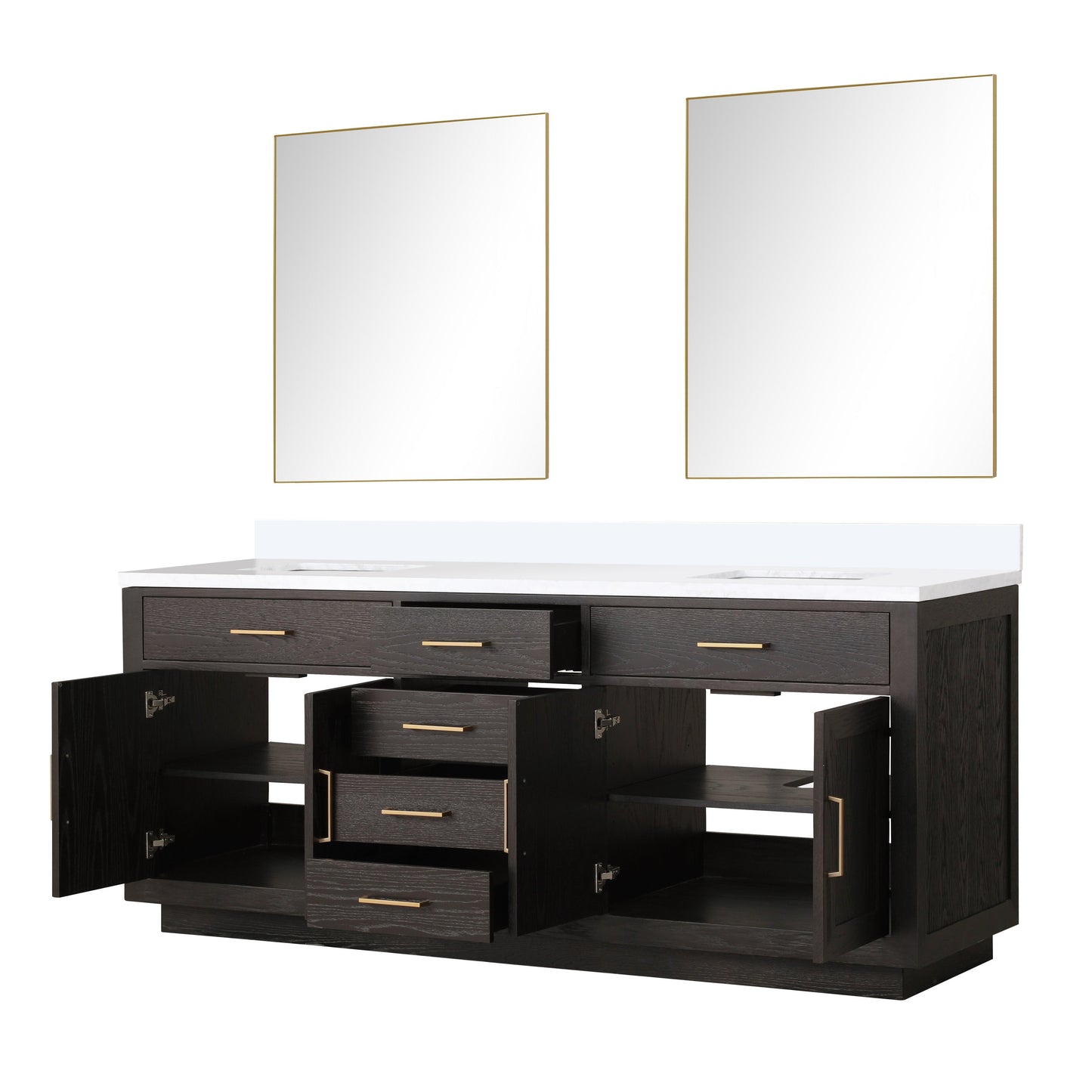 Abbey 80 in W x 22 in D Brown Oak Double Bath Vanity
