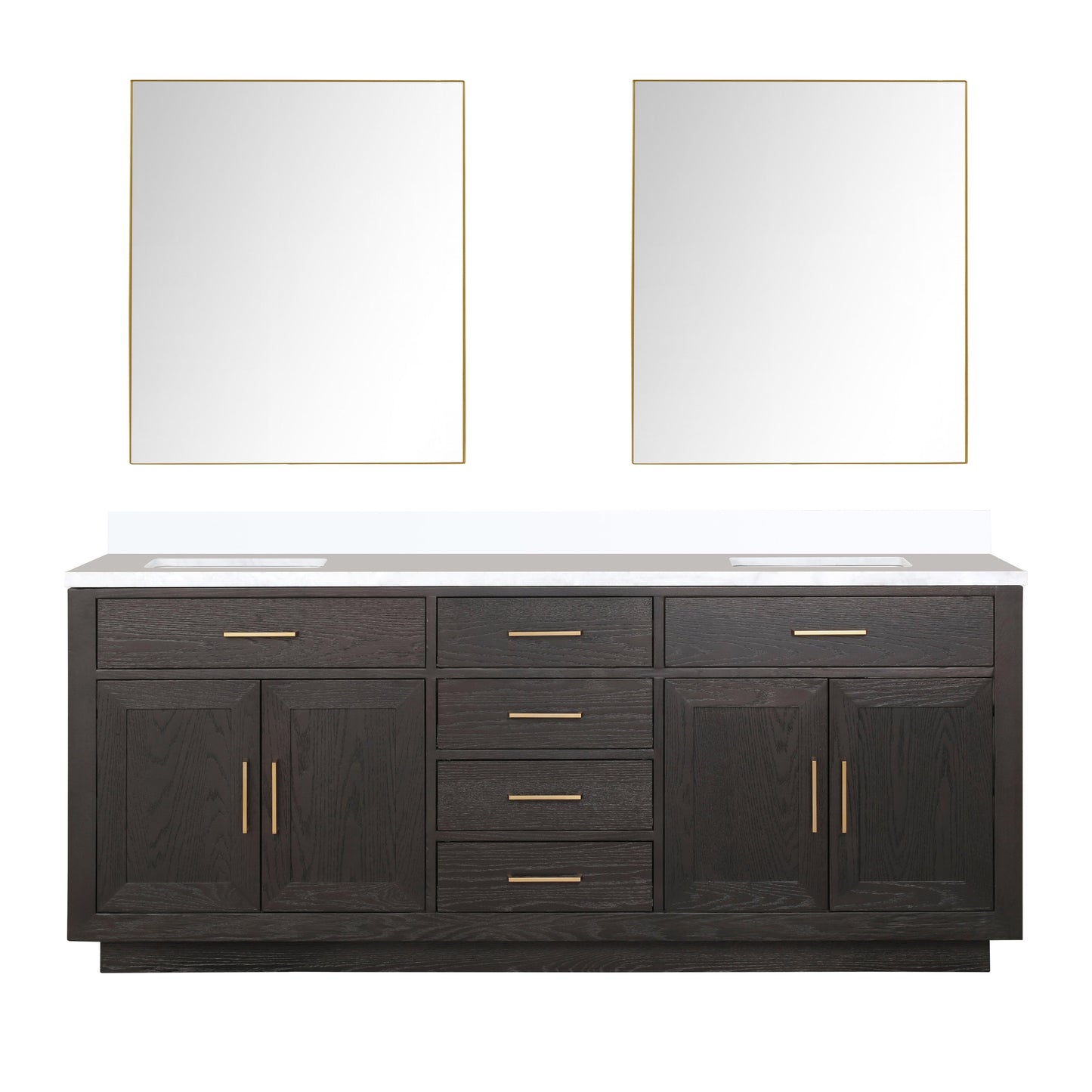 Abbey 80 in W x 22 in D Brown Oak Double Bath Vanity