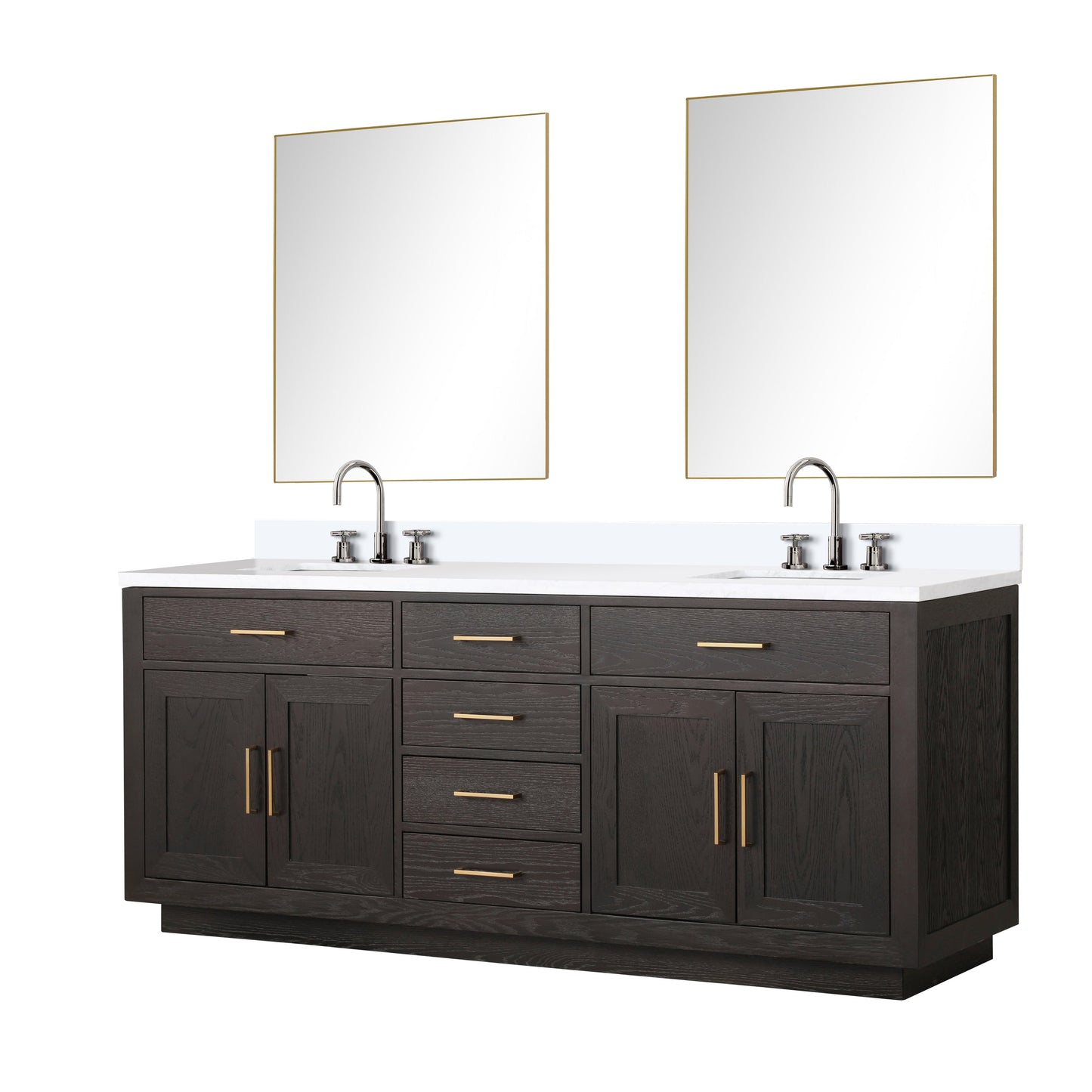 Abbey 80 in W x 22 in D Brown Oak Double Bath Vanity