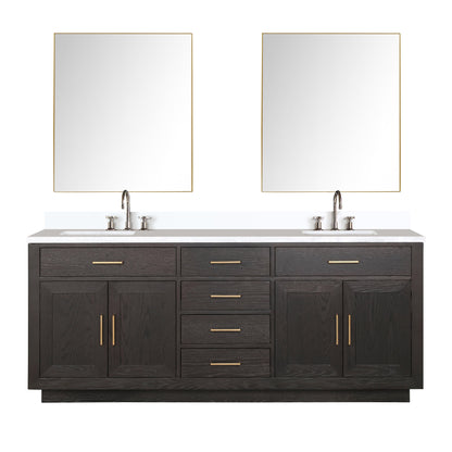 Abbey 80 in W x 22 in D Brown Oak Double Bath Vanity