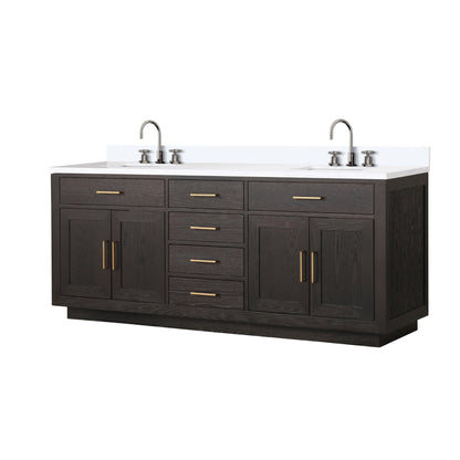 Abbey 80 in W x 22 in D Brown Oak Double Bath Vanity