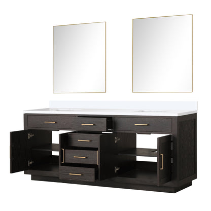 Abbey 80 in W x 22 in D Brown Oak Double Bath Vanity