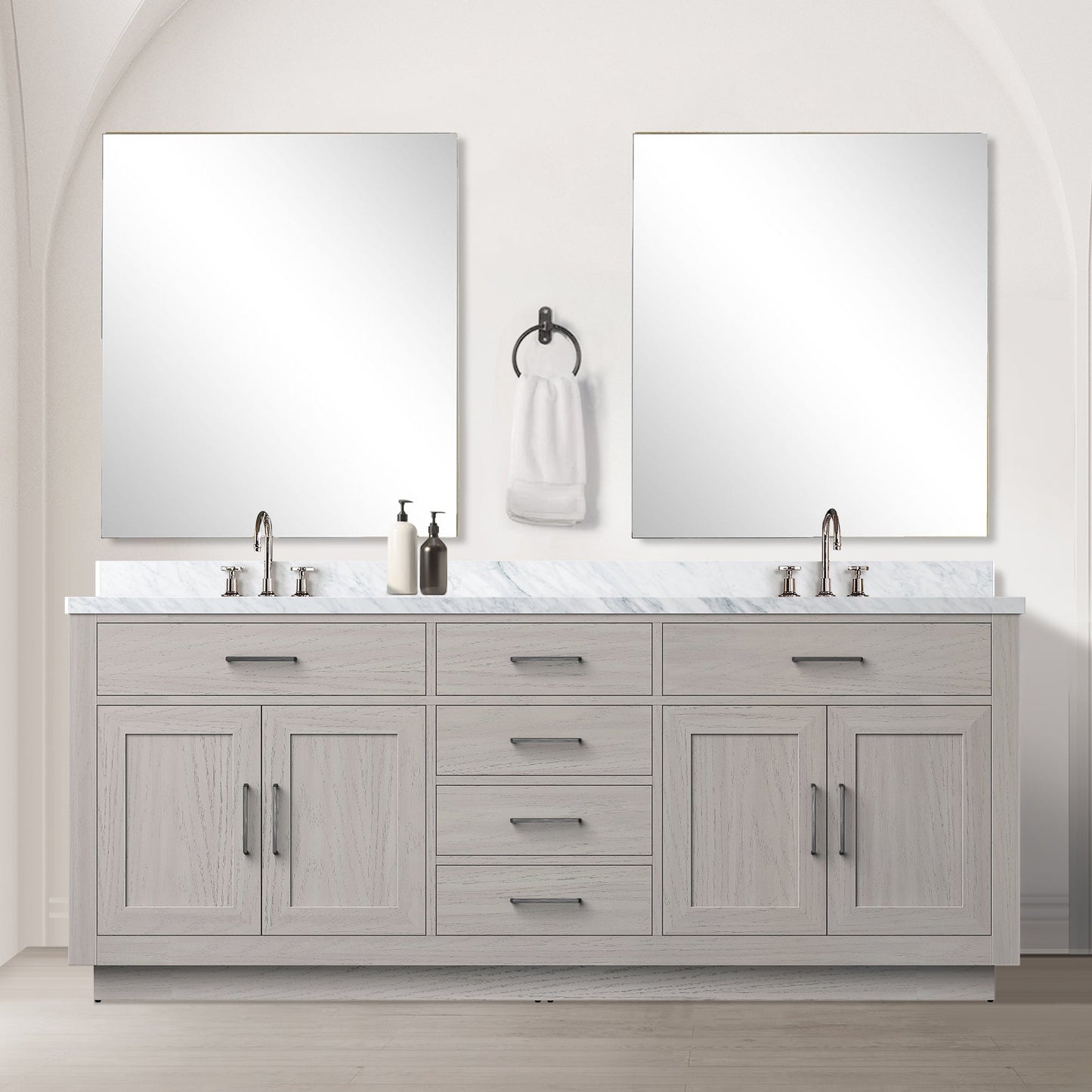 Abbey 80 in W x 22 in D White Oak Double Bath Vanity