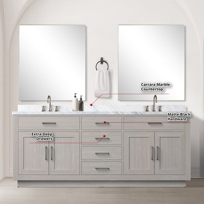Abbey 80 in W x 22 in D White Oak Double Bath Vanity