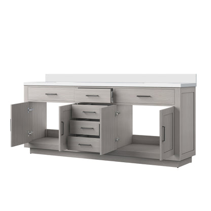Abbey 80 in W x 22 in D White Oak Double Bath Vanity