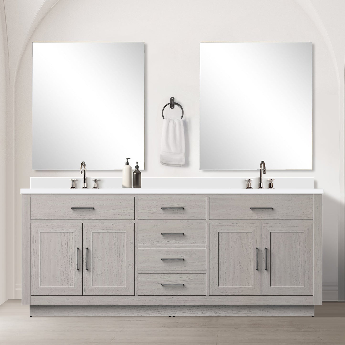 Abbey 80 in W x 22 in D White Oak Double Bath Vanity