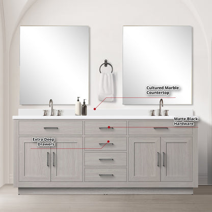 Abbey 80 in W x 22 in D White Oak Double Bath Vanity