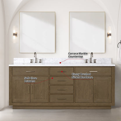 Abbey 80 in W x 22 in D Grey Oak Double Bath Vanity