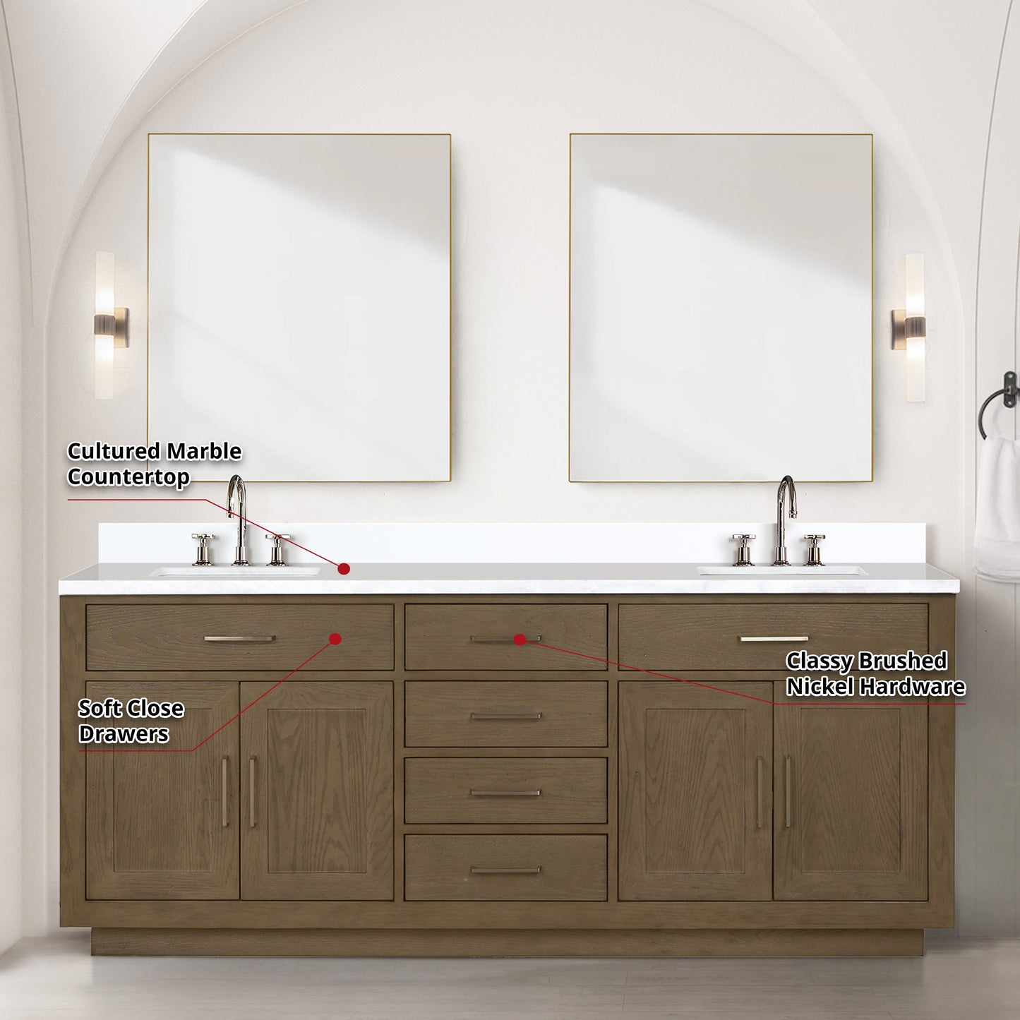 Abbey 80 in W x 22 in D Grey Oak Double Bath Vanity