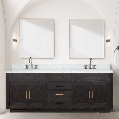 Abbey 84 in W x 22 in D Black Oak Double Bath Vanity