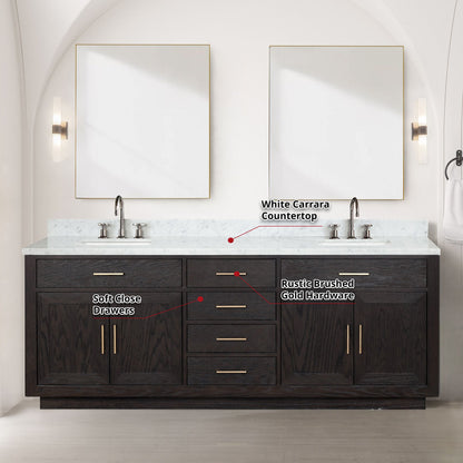 Abbey 84 in W x 22 in D Black Oak Double Bath Vanity