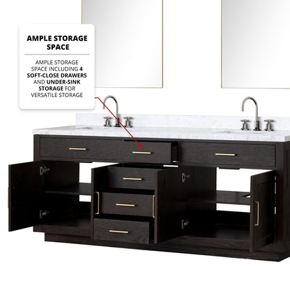 Abbey 84 in W x 22 in D Black Oak Double Bath Vanity