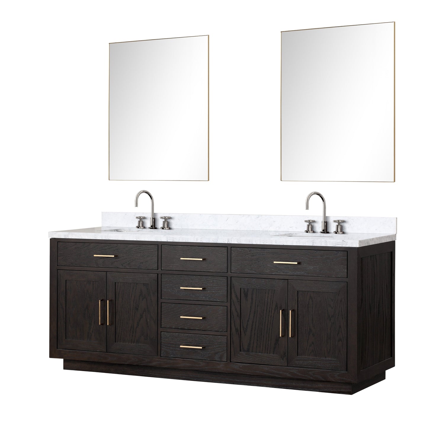 Abbey 84 in W x 22 in D Black Oak Double Bath Vanity