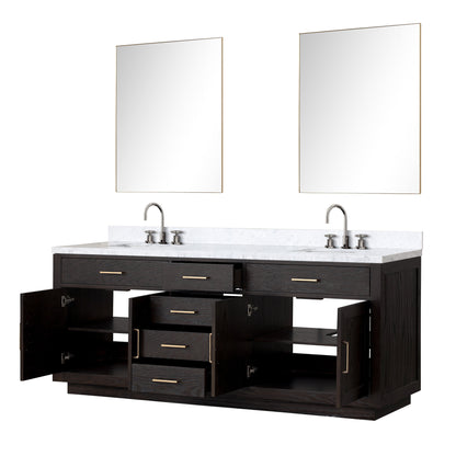 Abbey 84 in W x 22 in D Black Oak Double Bath Vanity