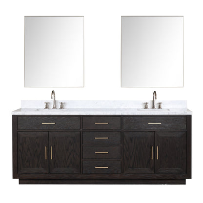 Abbey 84 in W x 22 in D Black Oak Double Bath Vanity