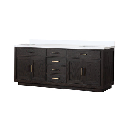 Abbey 84 in W x 22 in D Black Oak Double Bath Vanity