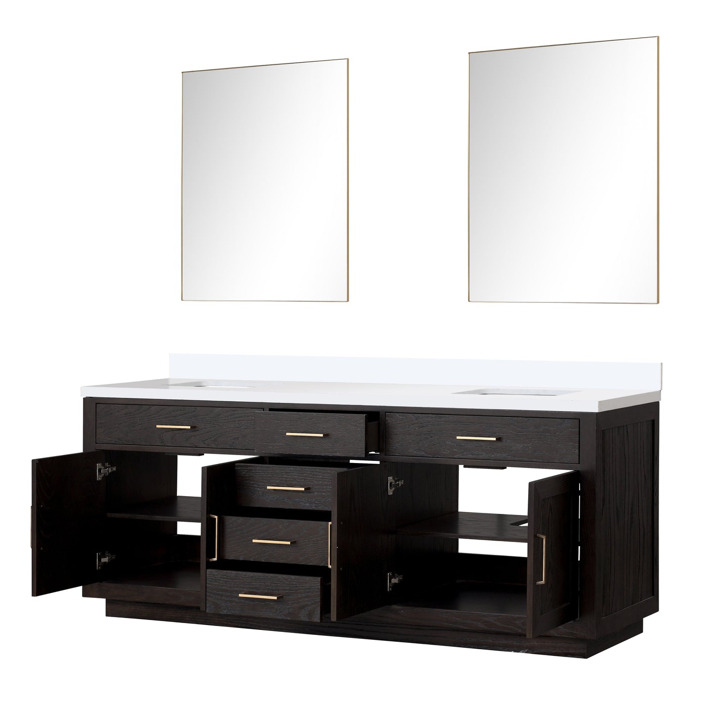 Abbey 84 in W x 22 in D Black Oak Double Bath Vanity