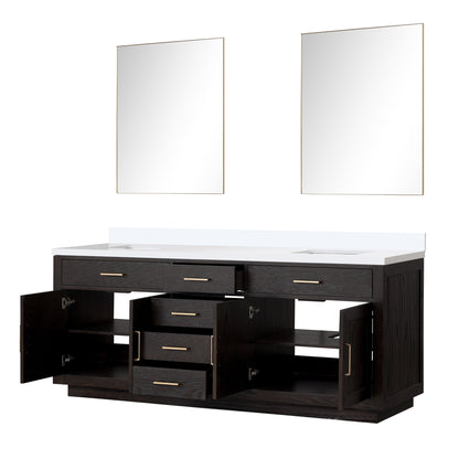 Abbey 84 in W x 22 in D Black Oak Double Bath Vanity