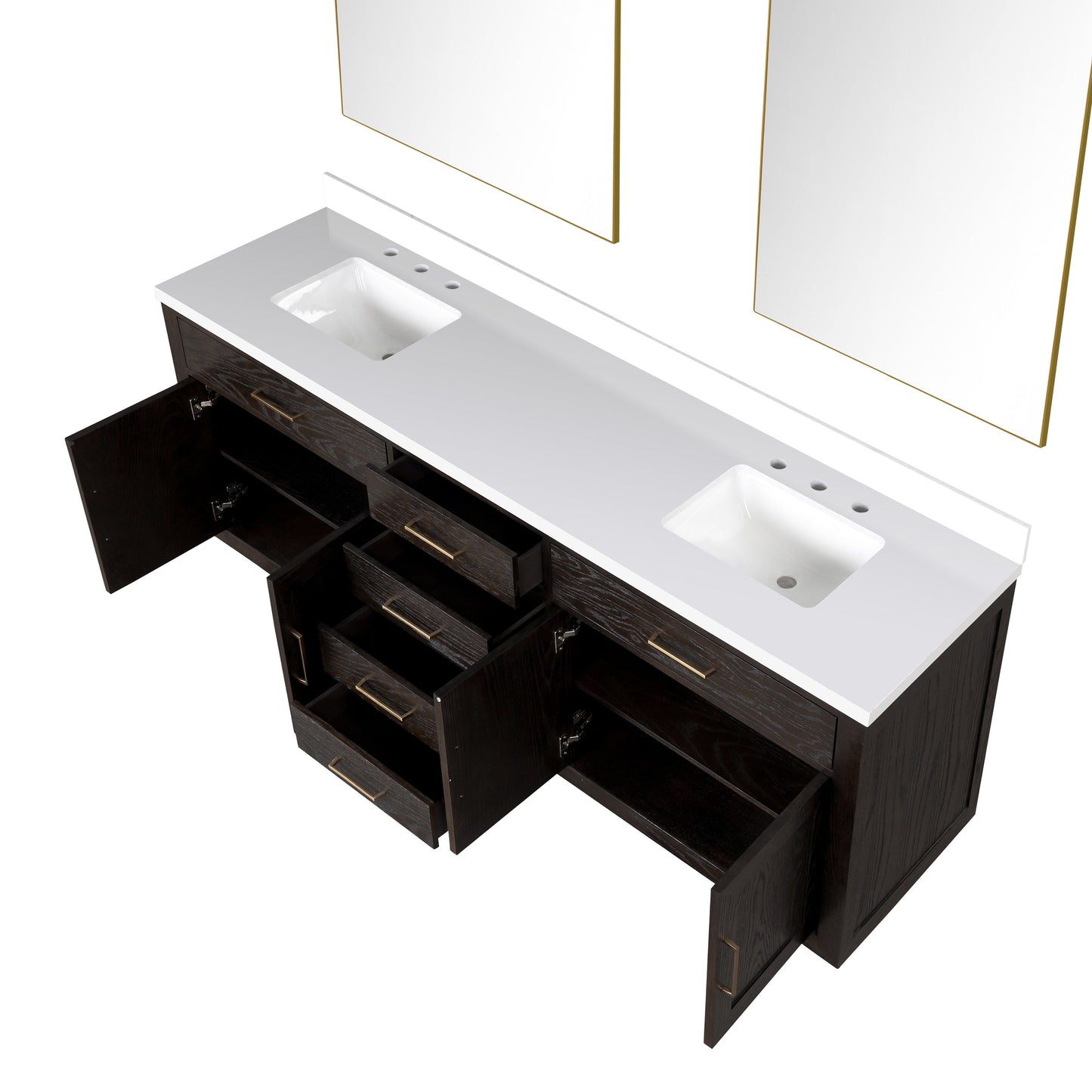 Abbey 84 in W x 22 in D Black Oak Double Bath Vanity