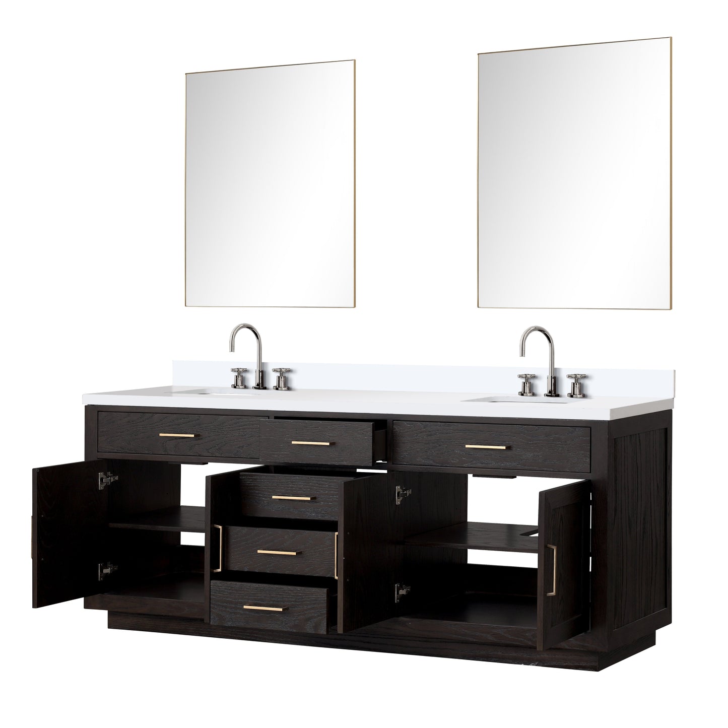 Abbey 84 in W x 22 in D Black Oak Double Bath Vanity