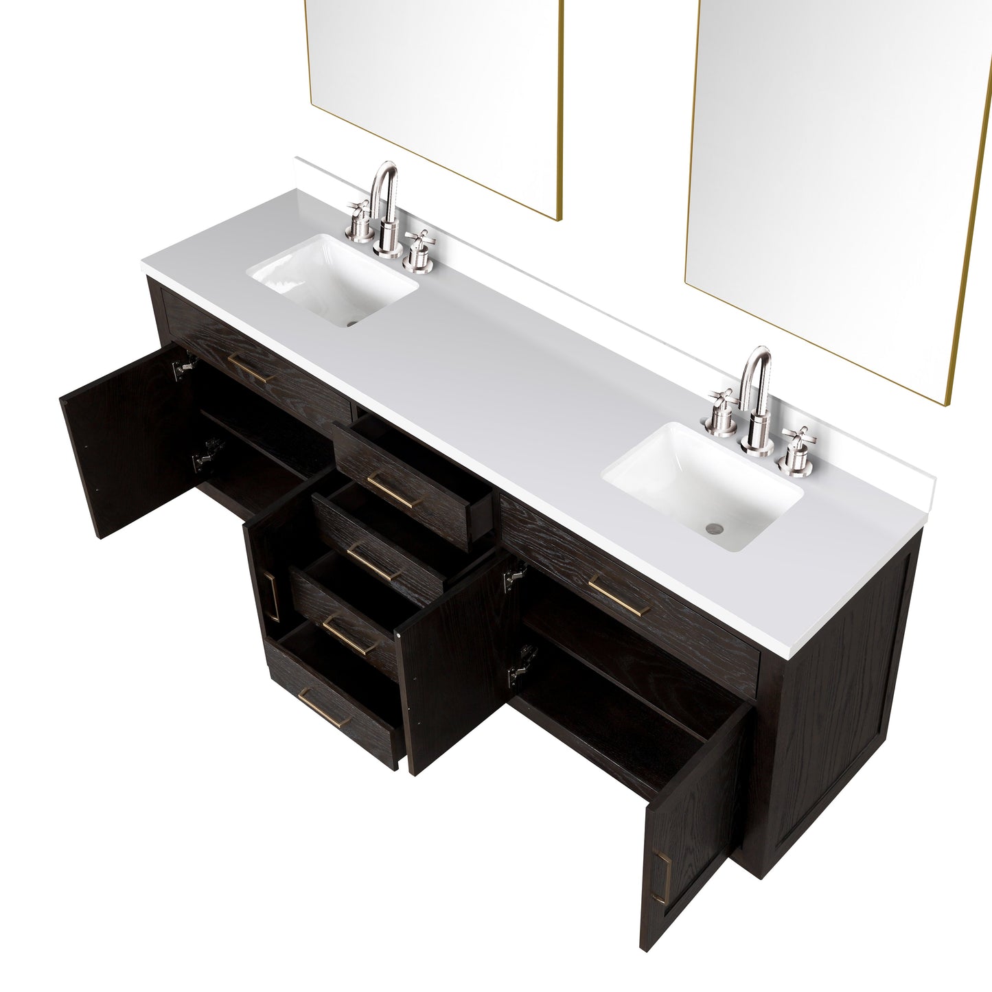 Abbey 84 in W x 22 in D Black Oak Double Bath Vanity