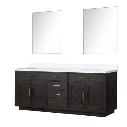 Abbey 84 in W x 22 in D Black Oak Double Bath Vanity
