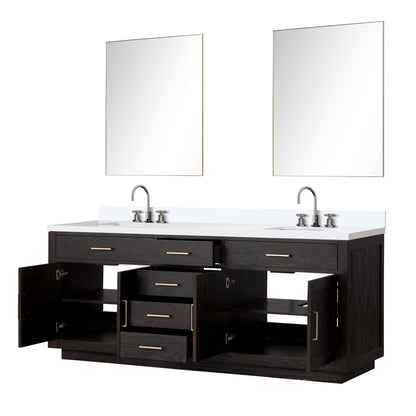 Abbey 84 in W x 22 in D Black Oak Double Bath Vanity