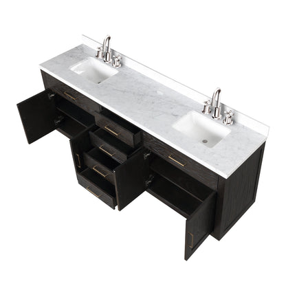 Abbey 84 in W x 22 in D Brown Oak Double Bath Vanity
