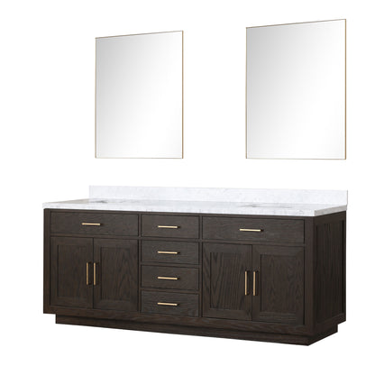 Abbey 84 in W x 22 in D Brown Oak Double Bath Vanity
